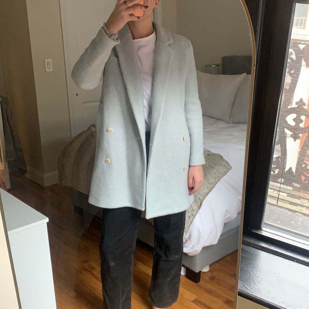 ZARA Sky Blue Peacoat Size M